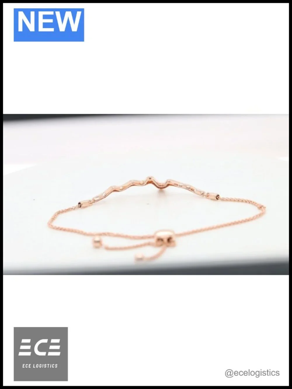 Adjustable Bolo Bracelet in 18K Rose Gold Plated 925 Sterling Silver with